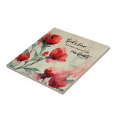 Romeinen 5:5 God's liefde bijbel vers rood roze bl Tegeltje (Zijkant)