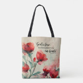 Romeinen 5:5 God's liefde bijbel vers rood roze bl Tote Bag (Achterkant)