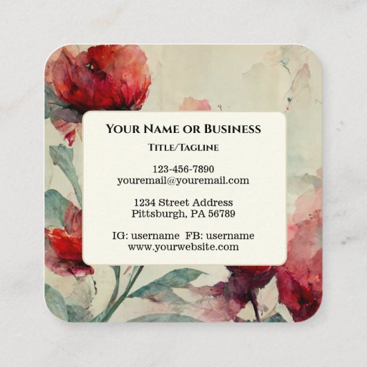 Romeinen 5:5 God's liefde bijbel vers rood roze bl Vierkante Visitekaartje (Achterkant)