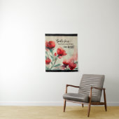 Romeinen 5:5 God's liefde bijbel vers rood roze bl Wandkleed (In situ)