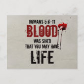 Romeinen 5:8-11 Bloed werd vergoten voor u Briefkaart (Voorkant)