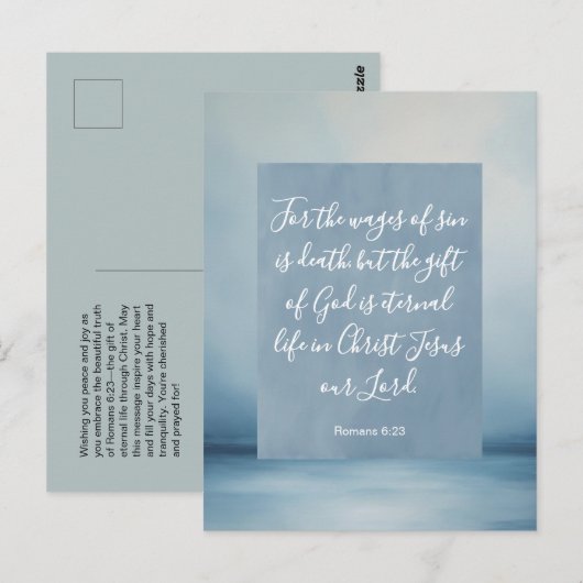 Romeinen 6:23 Aanpasbare Bijbelvers Briefkaart (Voorkant / Achterkant)