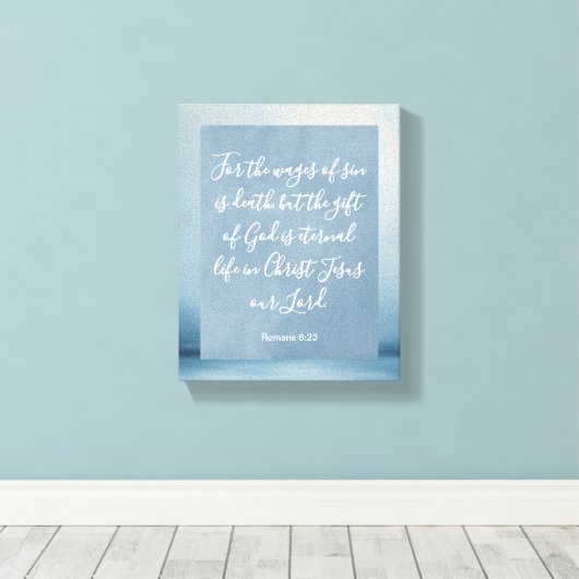 Romeinen 6:23  Bijbelvers Canvas Afdruk (Insitu (Houten vloer))