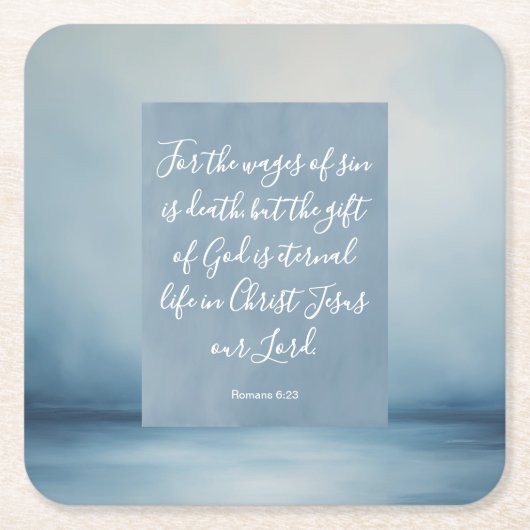 Romeinen 6:23  Bijbelvers Kartonnen Onderzetters (Voorkant)