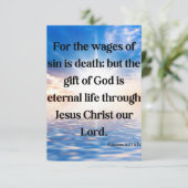 Romeinen 6:23 Bijbelvers Pic Wenskaart Kaart (Staand voorkant)