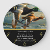 Romeinen 6:23 Christelijk Faith kruis met eenden Grote Klok (Voorkant)