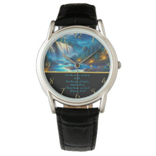 Romeinen 6:23 Christelijke trouw aan watervalgoud Horloge