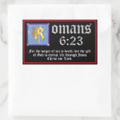 Romeinen 6:23 Gold Illuminated Letter bijbelversie Rechthoekige Sticker (Tas)