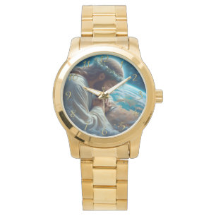 Romeinen 6:23 hand die kruis vasthoudt goud horloge