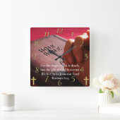 Romeinen 6:23 heilige bijbel met handen vierkante klok (Huis)