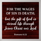 Romeinen 6:23 Koning James Bijbel Rustiek Inspirer Poster (Voorkant)