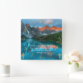 Romeinen 6:23 mooi uitzicht van het meer in de mon vierkante klok (Huis)