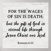 Romeinen 6:23 Staatvertaling Oud-Hollandse inspira Poster (Voorkant)