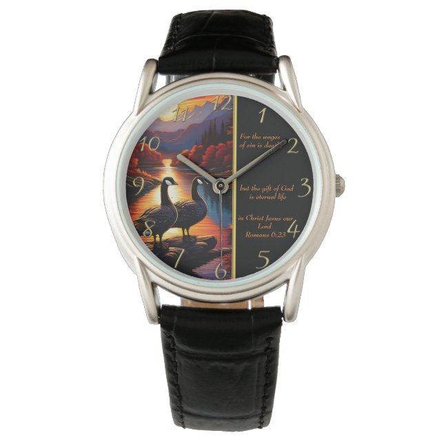 Romeinen 6:23  Witte Kerk  goud Horloge (Voorkant)
