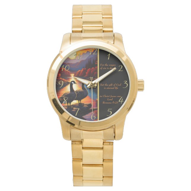 Romeinen 6:23  Witte Kerk  goud Horloge (Voorkant)