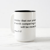 Romeinen 8:18 tweekleurige koffiemok (Voorkant links)