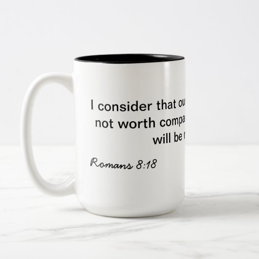 Romeinen 8:18 tweekleurige koffiemok (Links)