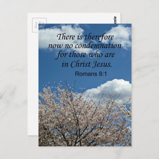 Romeinen 8:1 Er is dus geen veroordeling meer Briefkaart (Voorkant / Achterkant)