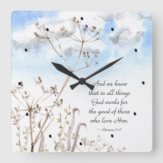 Romeinen 8:28 Alles wat God goed doet Vierkante Klok (Voorkant)