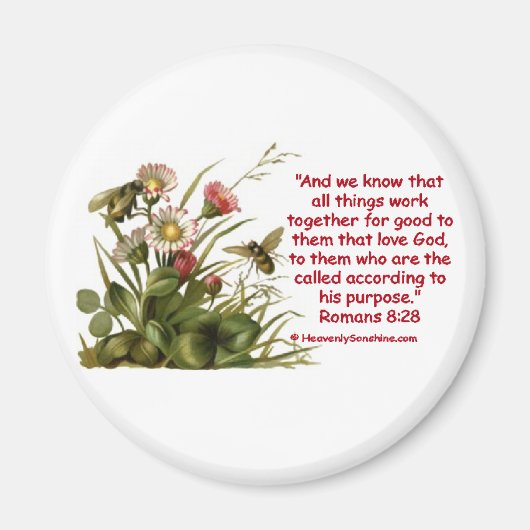 Romeinen 8:28 Bee Motif Magneet (Voorkant)