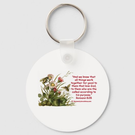 Romeinen 8:28 Bee Motif Sleutelhanger (Voorkant)