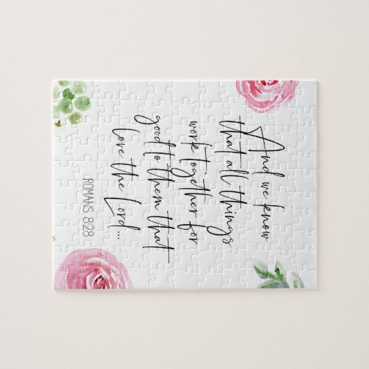 Romeinen 8:28 Bijbelse Verse Puzzle Legpuzzel (Horizontaal)