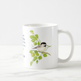 Romeinen 8:28 Bijbeltekst Chickadee Bird Art Koffiemok