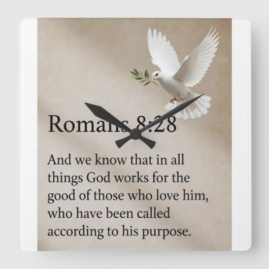 Romeinen 8:28 Bijbeltekst Wandklok (Voorkant)
