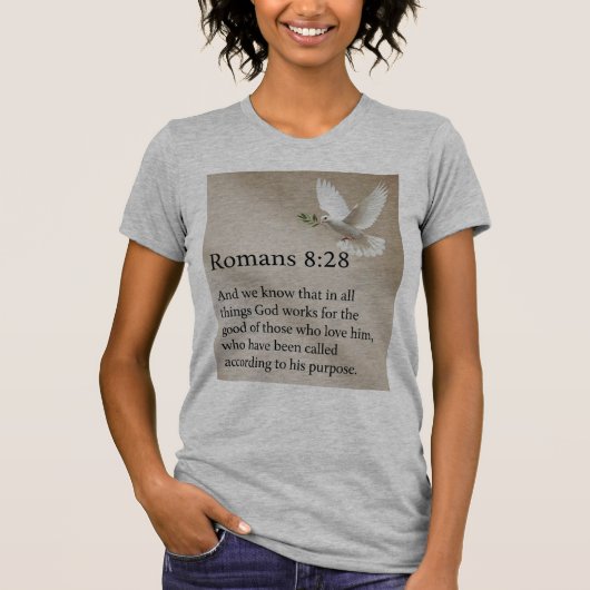 Romeinen 8:28 Bijbelvers Dames T-shirt (Voorkant)