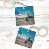 Romeinen 8:28 Bijbelverse w/ Tropisch strand Sunse Sleutelhanger