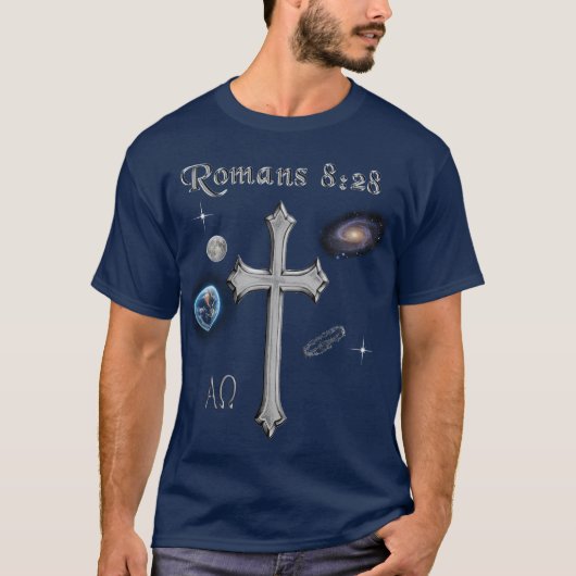 Romeinen 8:28 Bijbelverzen T-shirt (Voorkant)