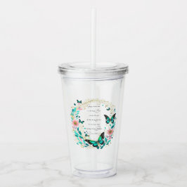 Romeinen 8:28 Bloemen en vlinders Acryl Drinkbeker