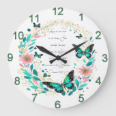Romeinen 8:28 Bloemen en vlinders Grote Klok (Voorkant)