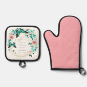 Romeinen 8:28 Bloemen en vlinders Ovenwant & Pannenlap Set (Voorkant)