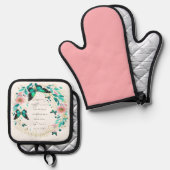 Romeinen 8:28 Bloemen en vlinders Ovenwant & Pannenlap Set (Voorkant / Achterkant)