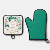 Romeinen 8:28 Bloemen en vlinders Ovenwant & Pannenlap Set (Voorkant)