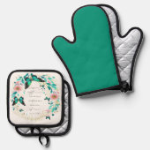 Romeinen 8:28 Bloemen en vlinders Ovenwant & Pannenlap Set (Voorkant / Achterkant)