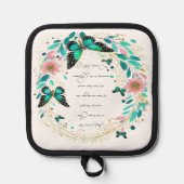 Romeinen 8:28 Bloemen en vlinders Pannenlap (Voorkant)