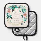 Romeinen 8:28 Bloemen en vlinders Pannenlap (Voorkant / Achterkant)