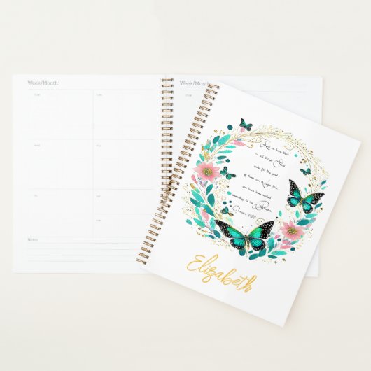 Romeinen 8:28 Bloemen en vlinders Planner (Display)