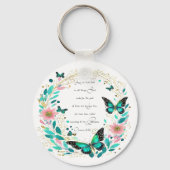 Romeinen 8:28 Bloemen en vlinders Sleutelhanger (Voorkant)