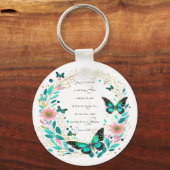 Romeinen 8:28 Bloemen en vlinders Sleutelhanger (Voorkant)