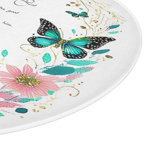 Romeinen 8:28 Bloemen en vlinders Snijplank (Hoek)