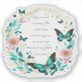 Romeinen 8:28 Bloemen en vlinders Sticker (Voorkant)