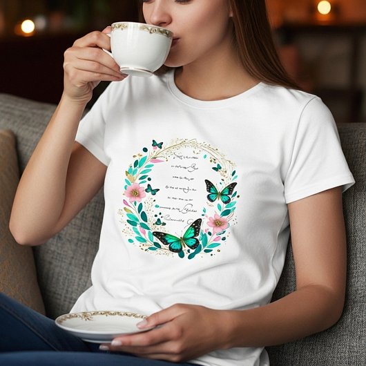 Romeinen 8:28 Bloemen en vlinders T-shirt