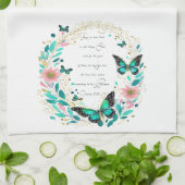 Romeinen 8:28 Bloemen en vlinders Theedoek (Gevouwen)