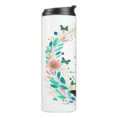 Romeinen 8:28 Bloemen en vlinders Thermosbeker (Gedraaid links)