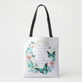 Romeinen 8:28 Bloemen en vlinders Tote Bag (Voorkant)