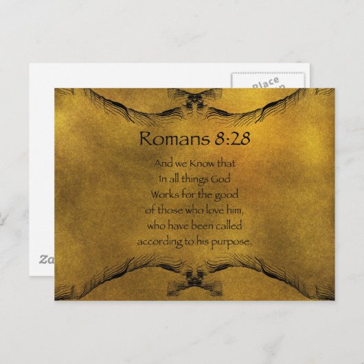 Romeinen 8:28 briefkaart (Voorkant / Achterkant)