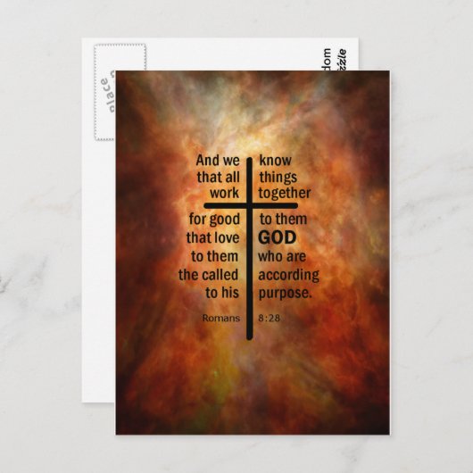 Romeinen 8:28 briefkaart (Voorkant / Achterkant)